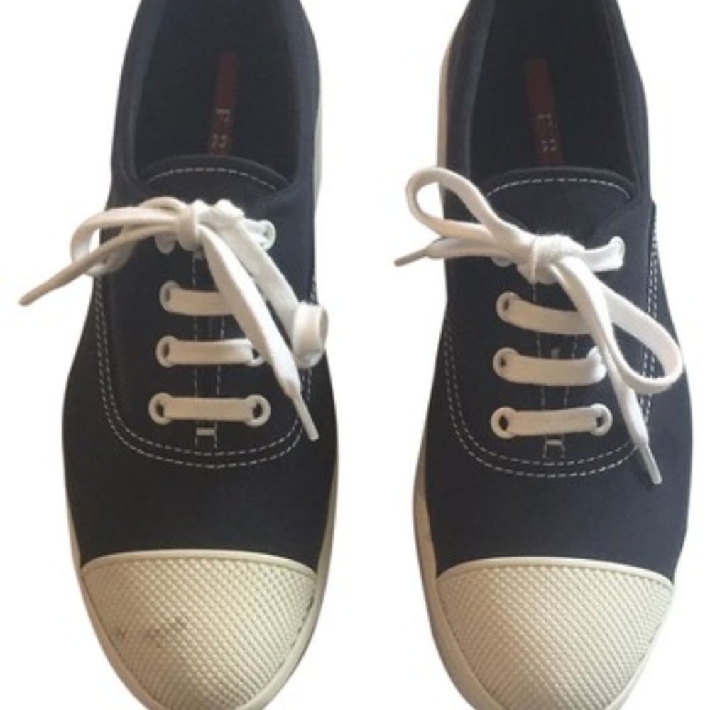 Blue White Navy Canvas Baltico Platform 38 Sneaker
